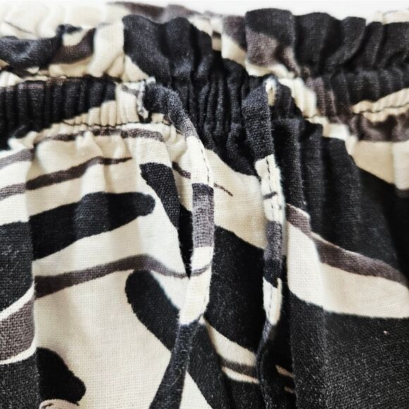 H&M Linen Blend Zebra Print A-Line Long Drawstring High Waisted Maxi Skirt M - Picture 6 of 11